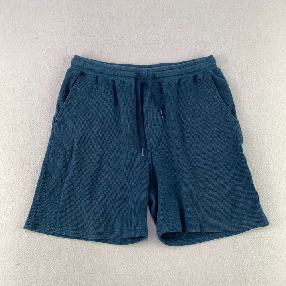 Hurley Waffle Knit Shorts Men S Blue Casual Drawstring Elastic Waist Pockets